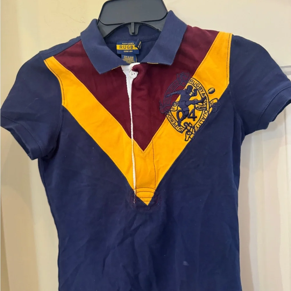 Polo Ralph Lauren, rugby, shirt, size, extra small - Navy, Yellow, and‎ Burgundy